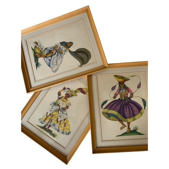 Vintage Ada Peacock Framed Prints Peru Paraguay Latin Set of 3 15" x 12" 8454 - Picture 2 of 8
